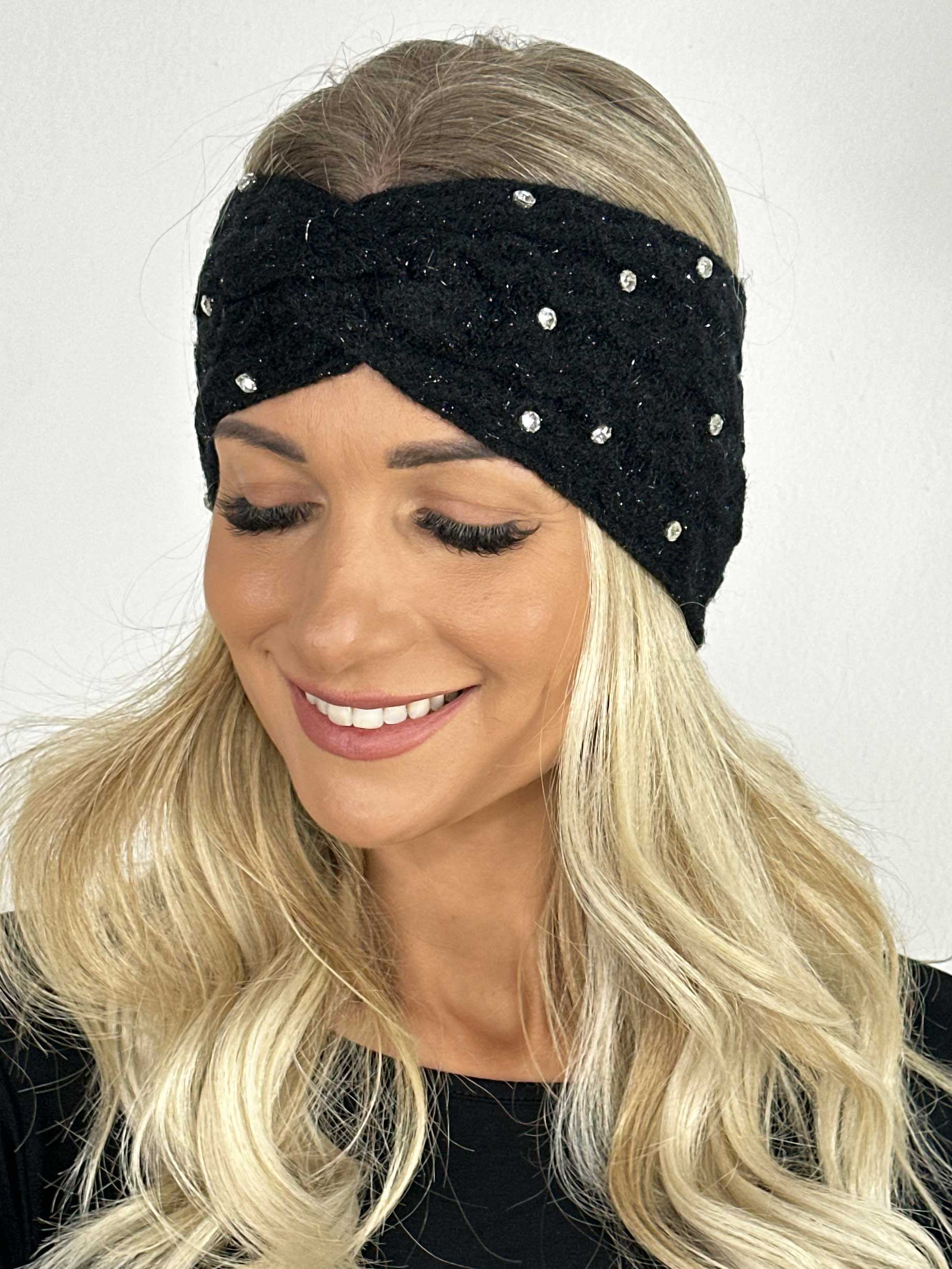 Daisy - Pannband med glittertrådar och fuskpäls